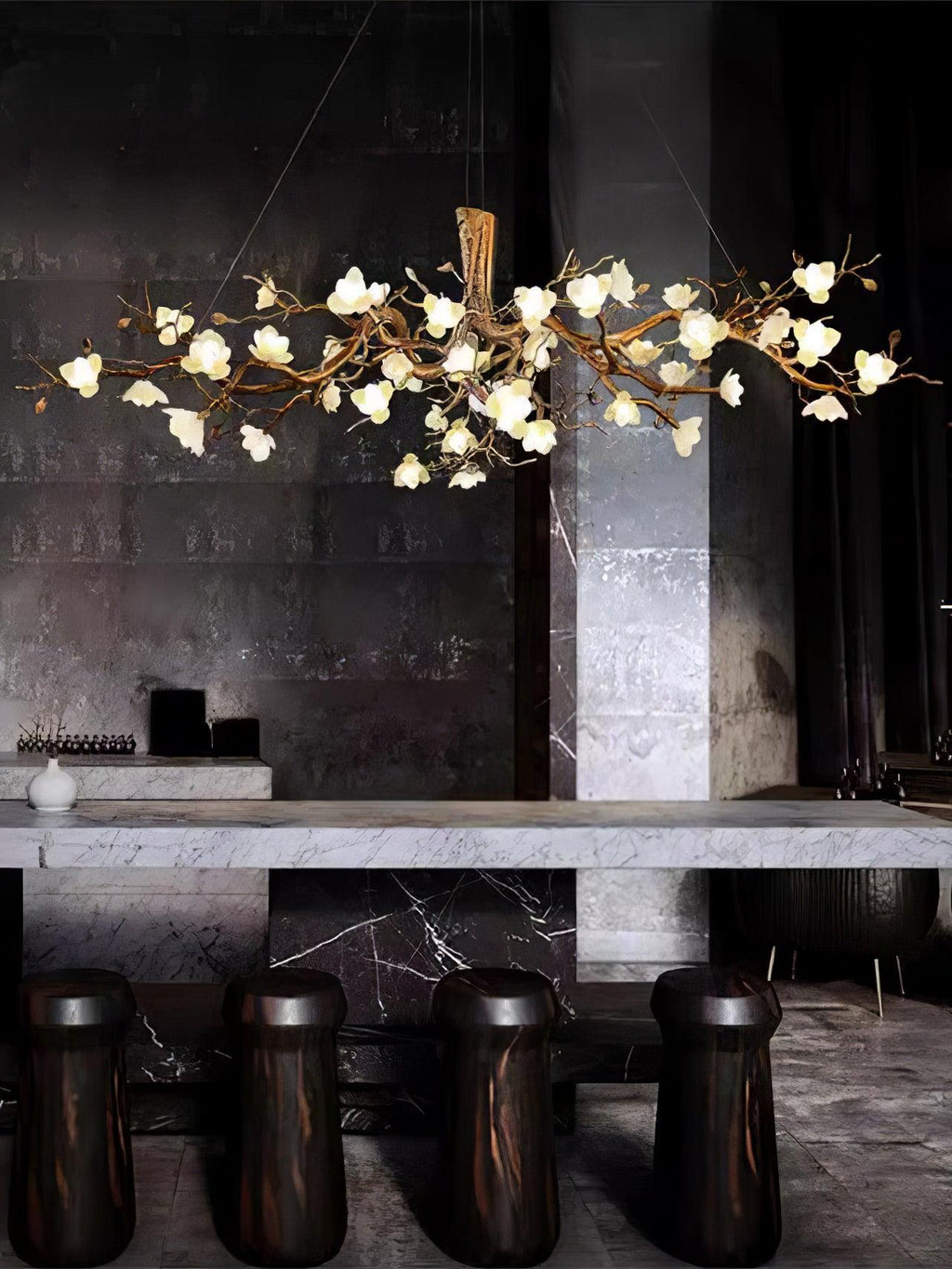 Flower Bloom Branch Brass Chandelier