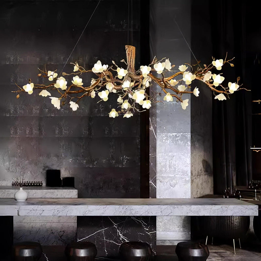 Flower Bloom Branch Brass Chandelier