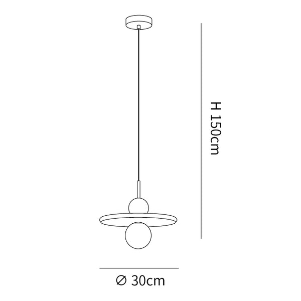 Flying Saucer Walnut Pendant Lamp