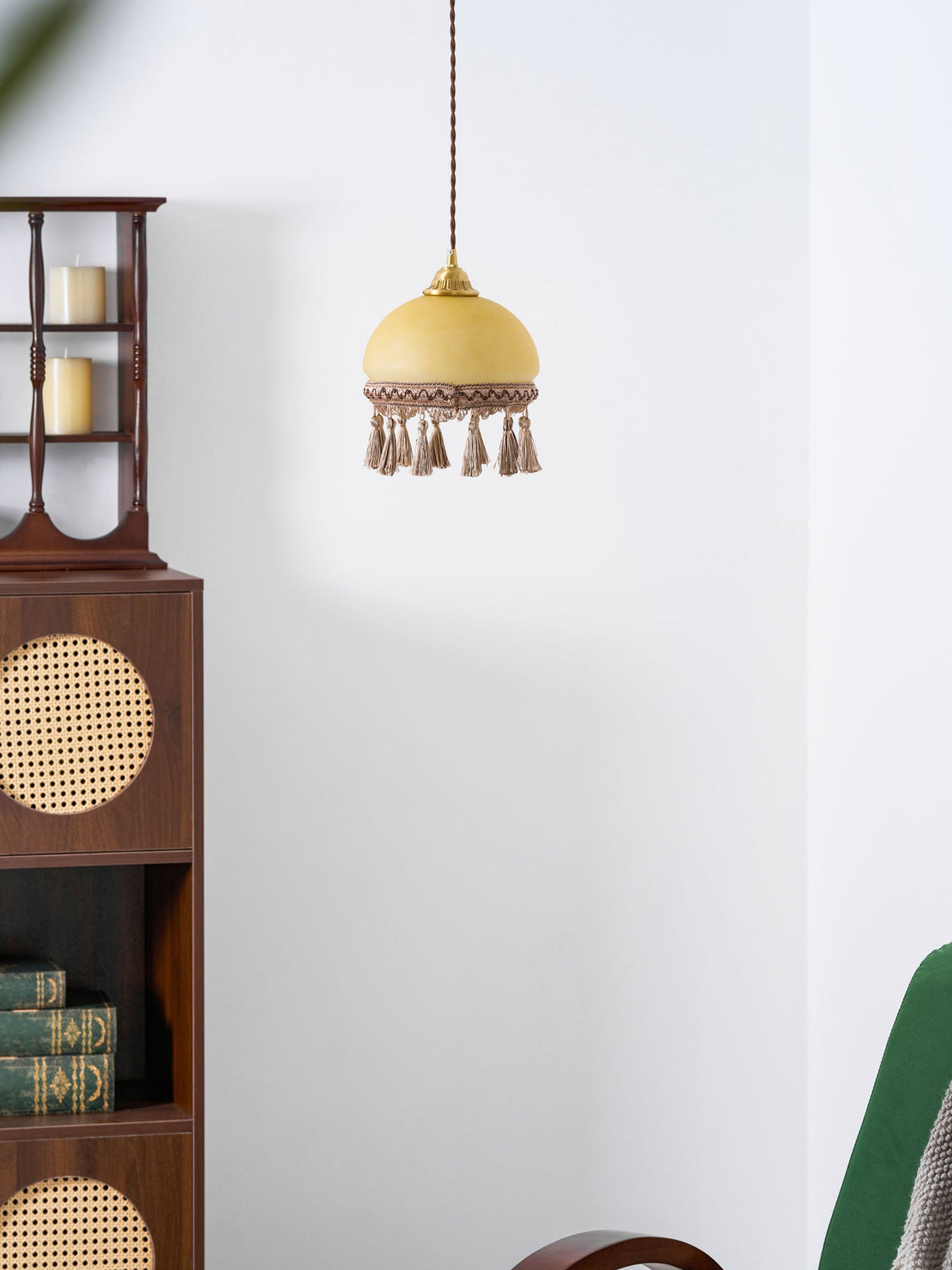 French Tassels Brass Pendant Swag Light