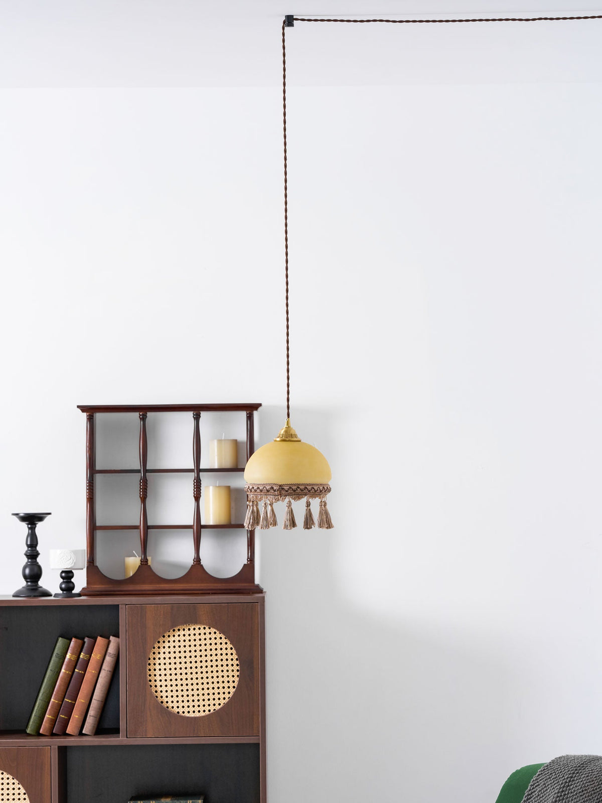 French Tassels Brass Pendant Swag Light