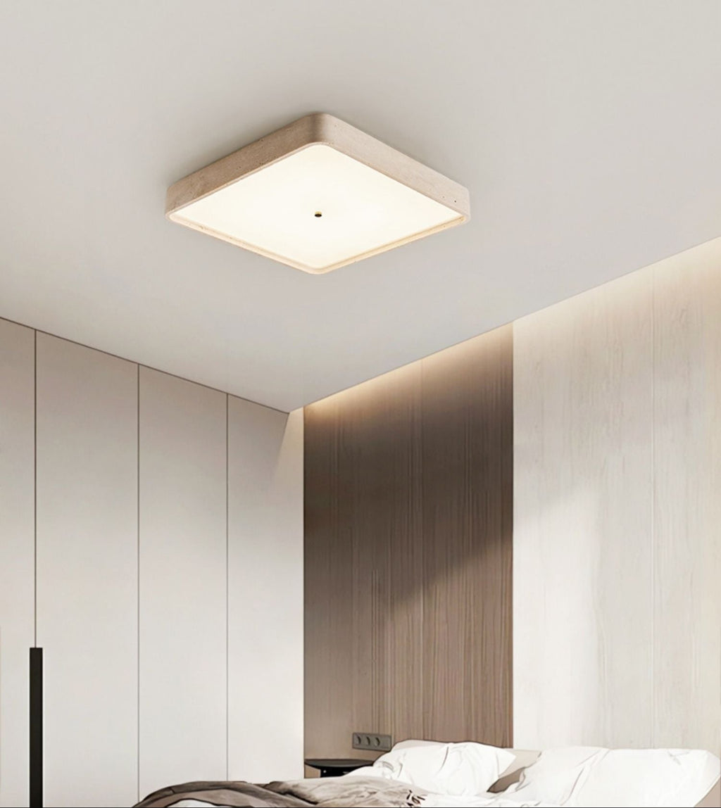 Geo Travertine Square Ceiling Light