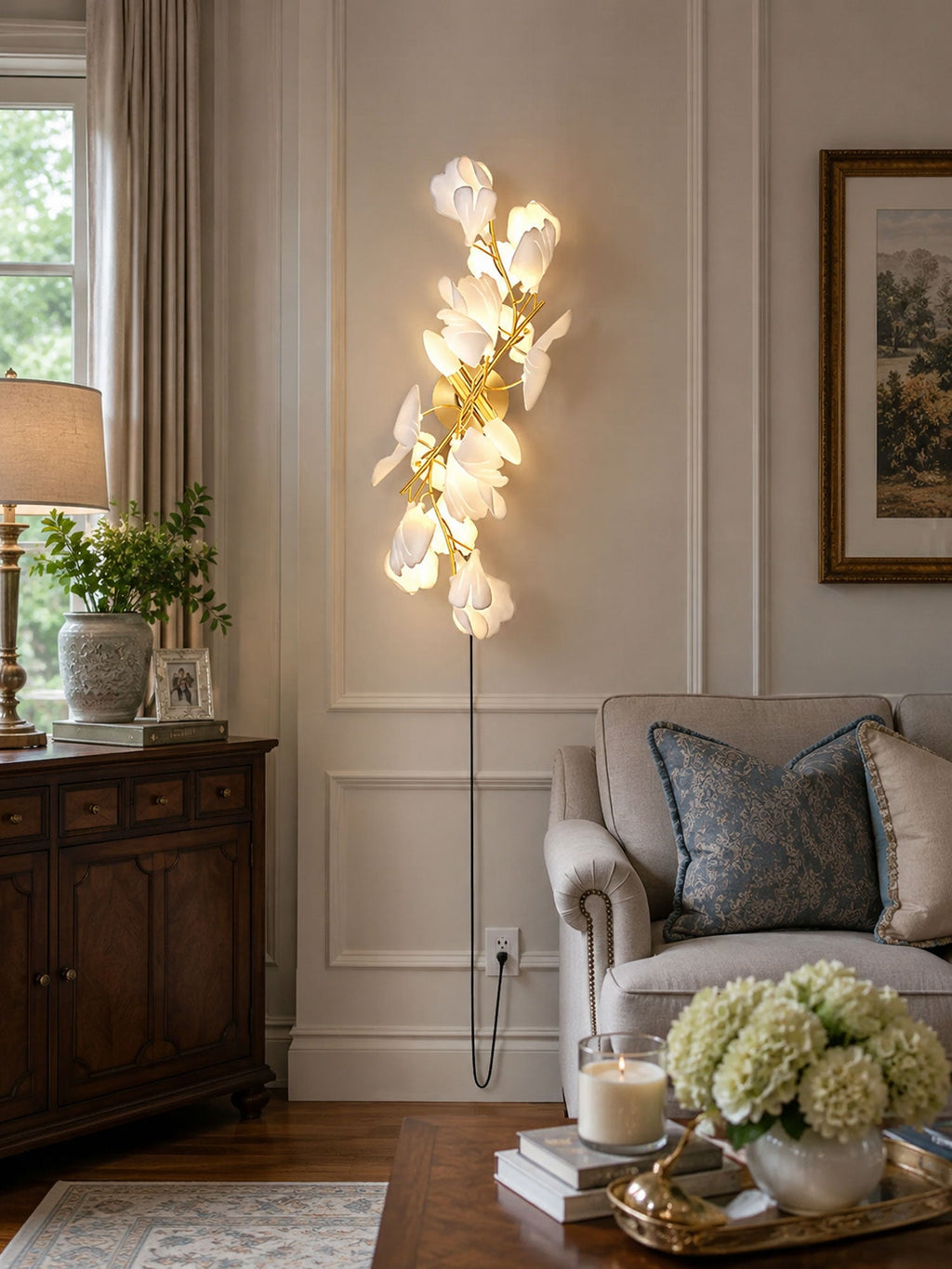 Gingko Flowers Plug - in Wall Lamp