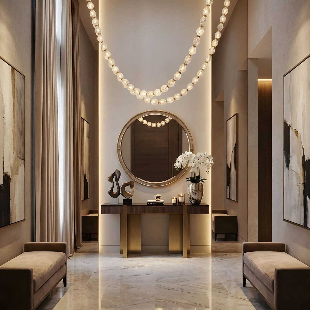 Glass Chain Chandelier