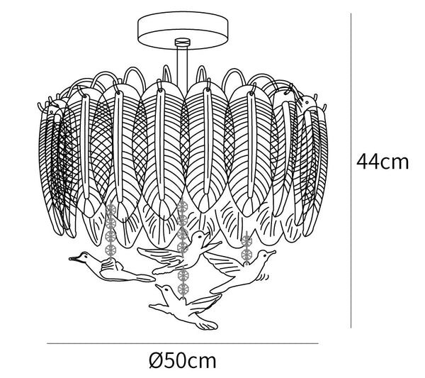Glass Feather Ceiling Light