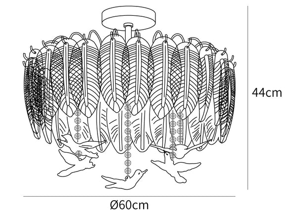 Glass Feather Ceiling Light