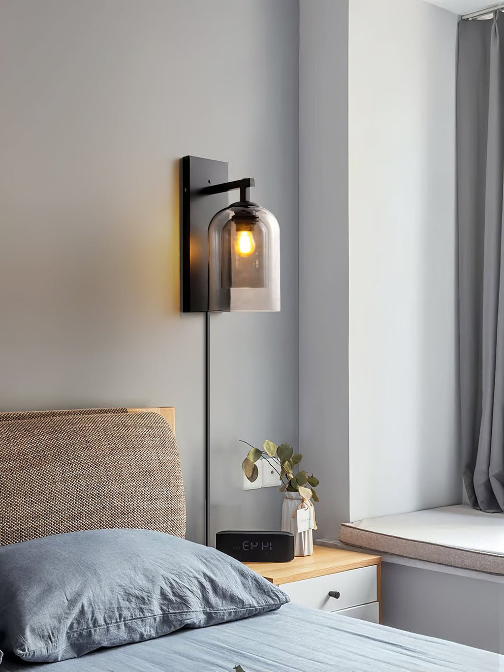 Glass Tubular Plug - in Wall Lamp