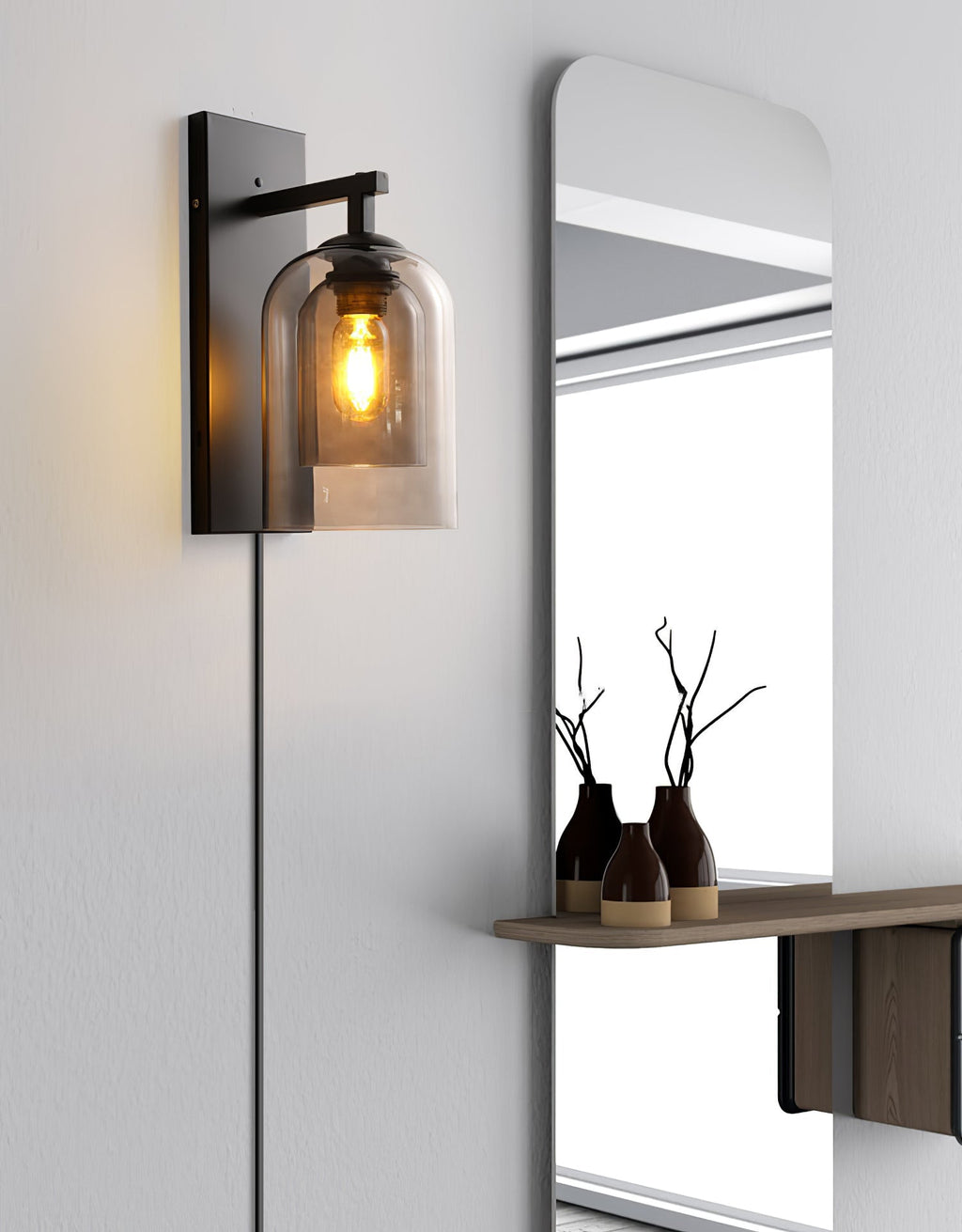 Glass Tubular Plug - in Wall Lamp