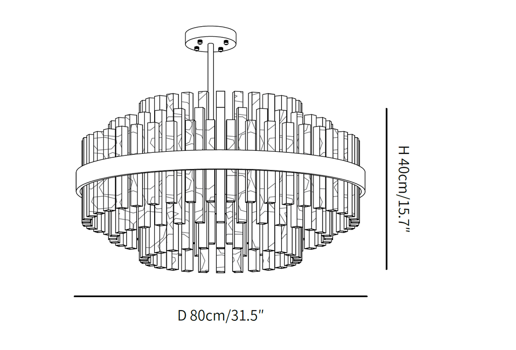 Gold & Clear Rod Chandelier