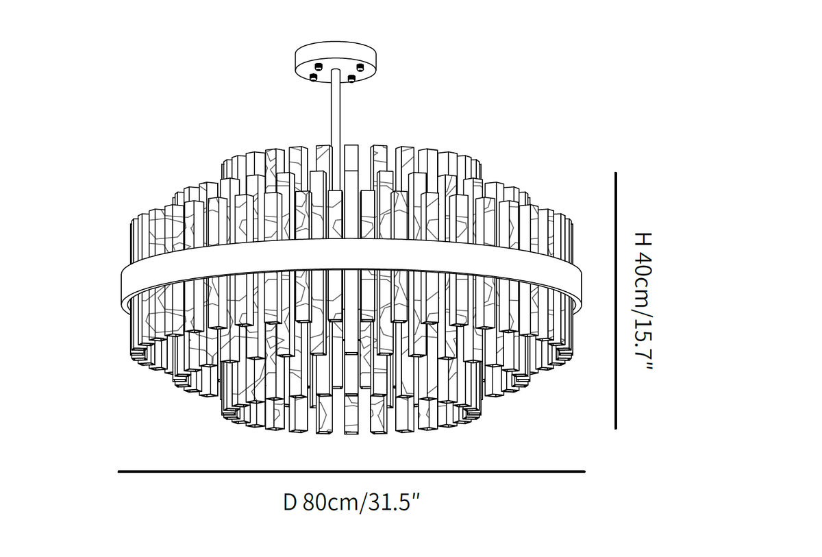 Gold & Clear Rod Chandelier