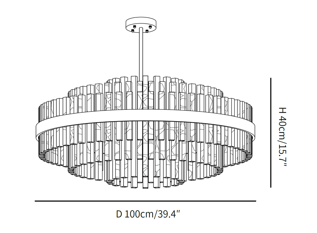 Gold & Clear Rod Chandelier