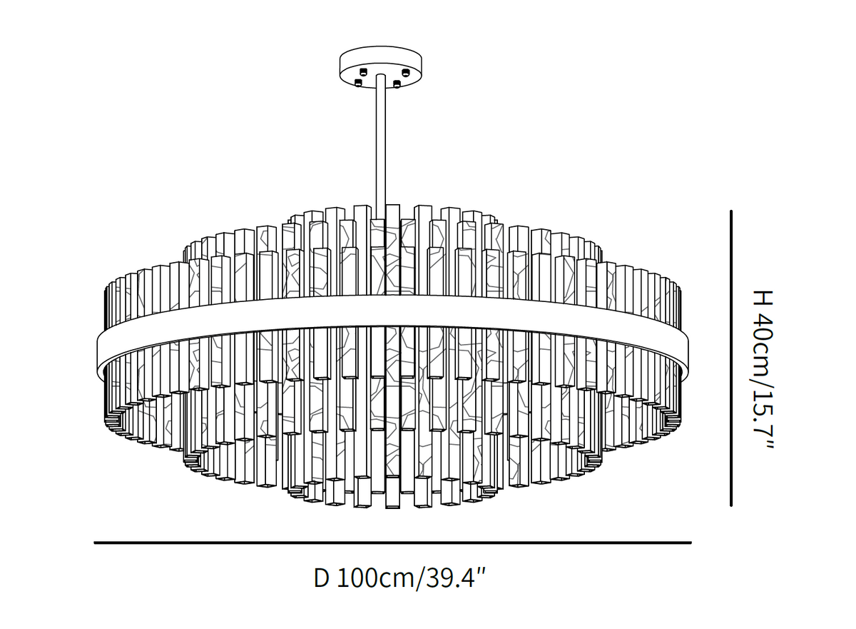 Gold & Clear Rod Chandelier