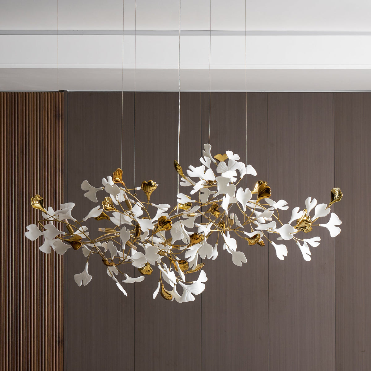Gold White Leaves Combination Gingko Chandeliers