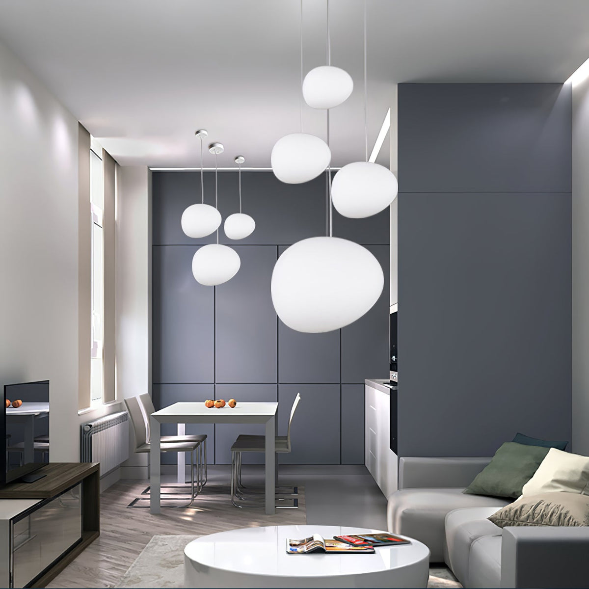 Gregg Stone Shape Glass Pendant Light