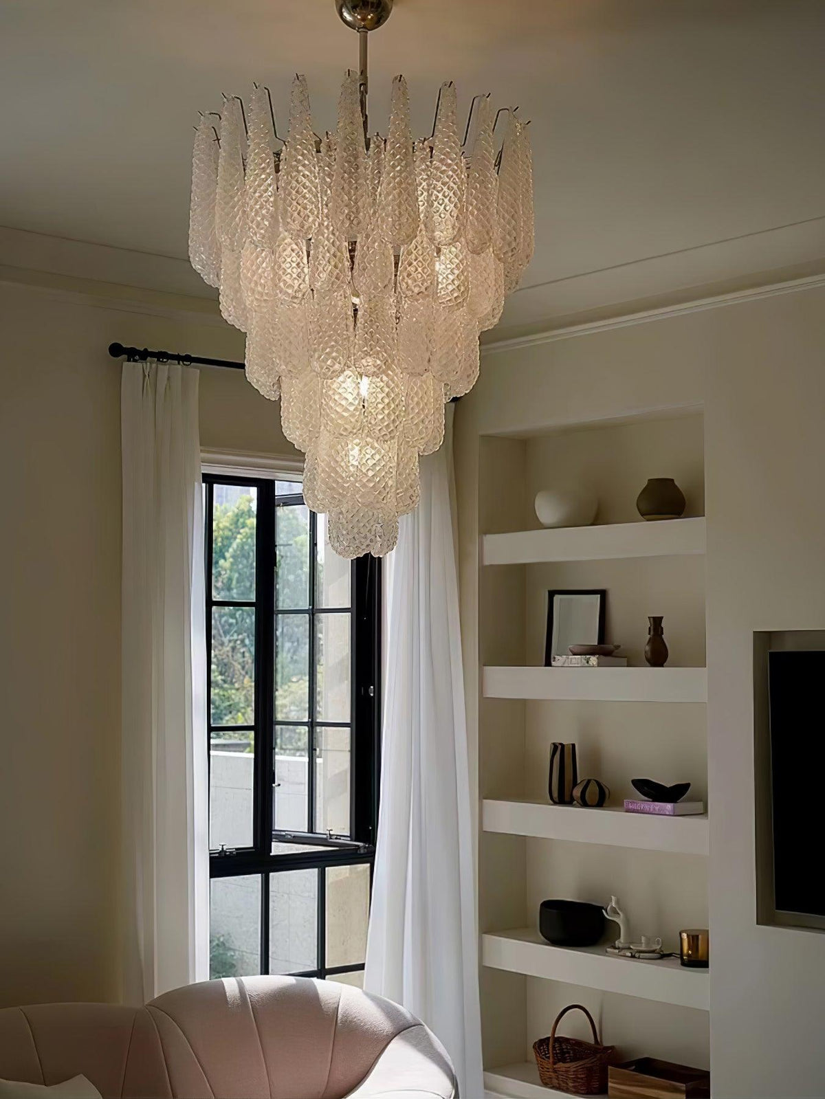 Grid Glass Waterfall Chandelier