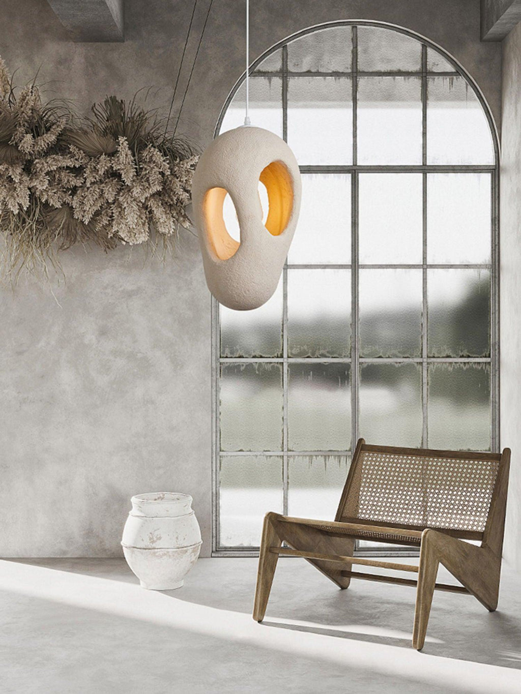 Hand - Built White Pendant Lamp