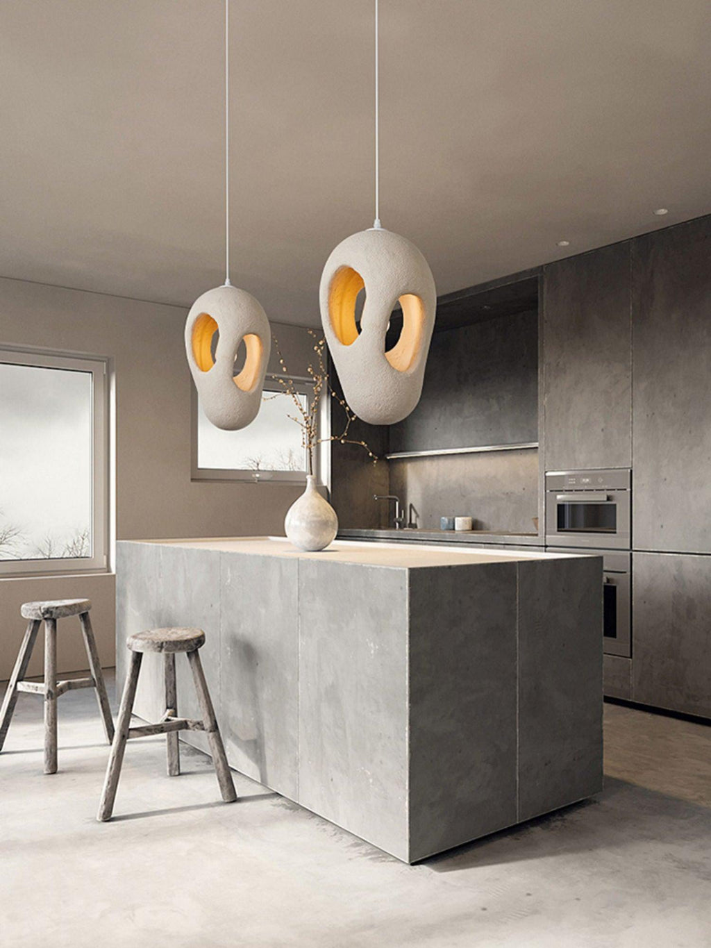 Hand - Built White Pendant Lamp