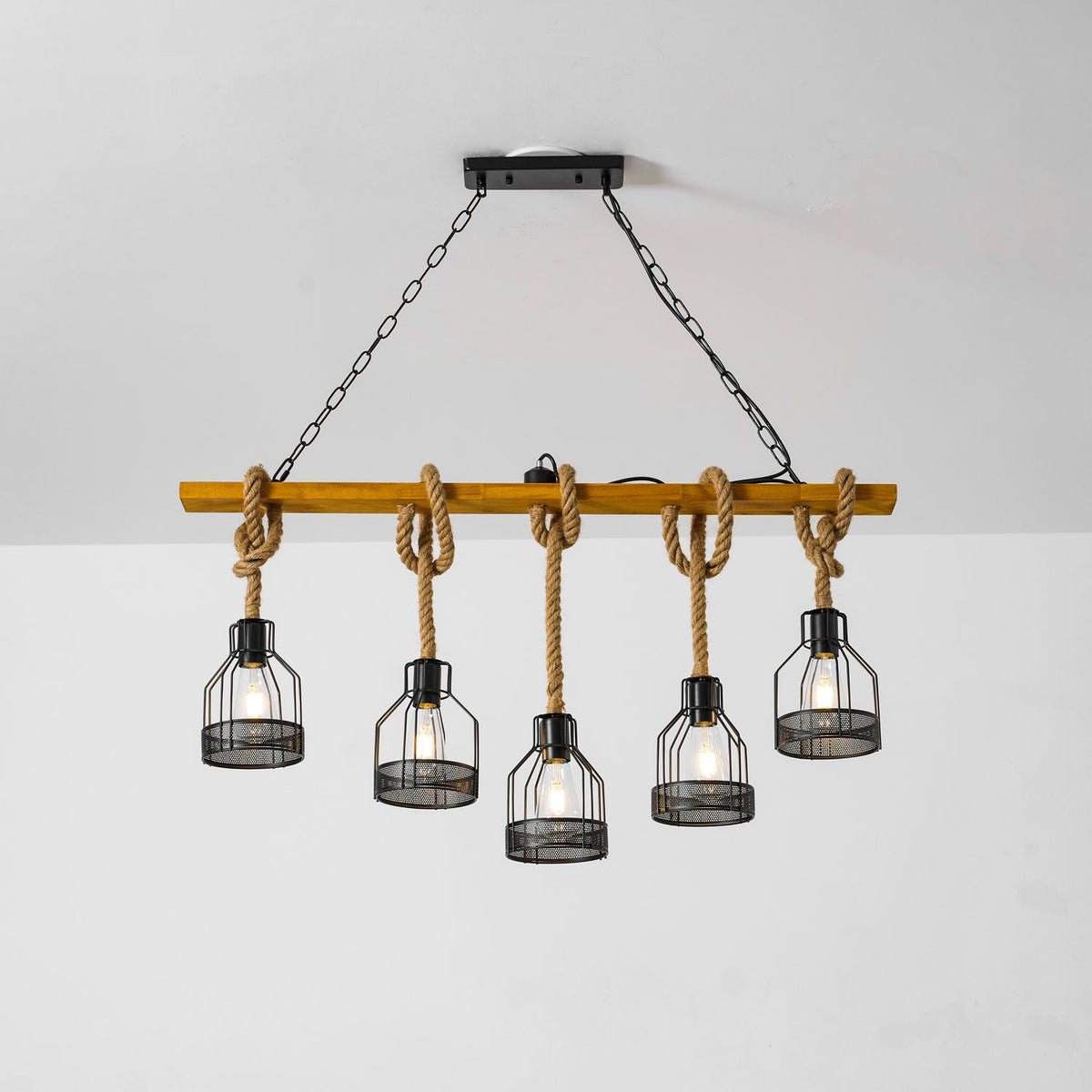 Hemp Rope Industrial Grenade Chandelier