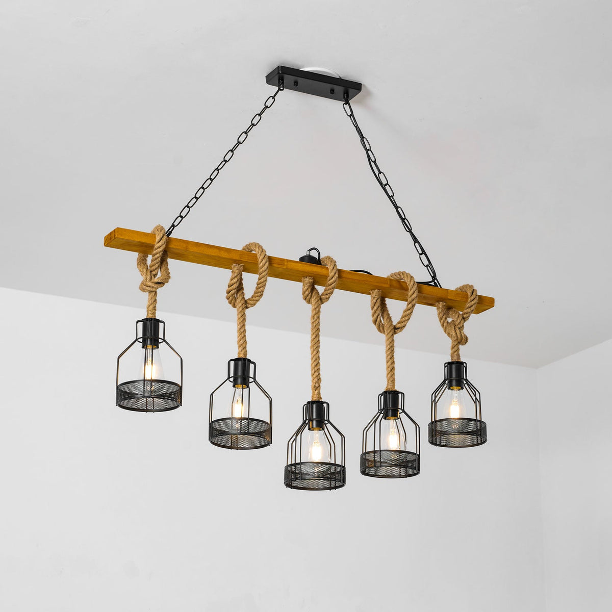 Hemp Rope Industrial Grenade Chandelier