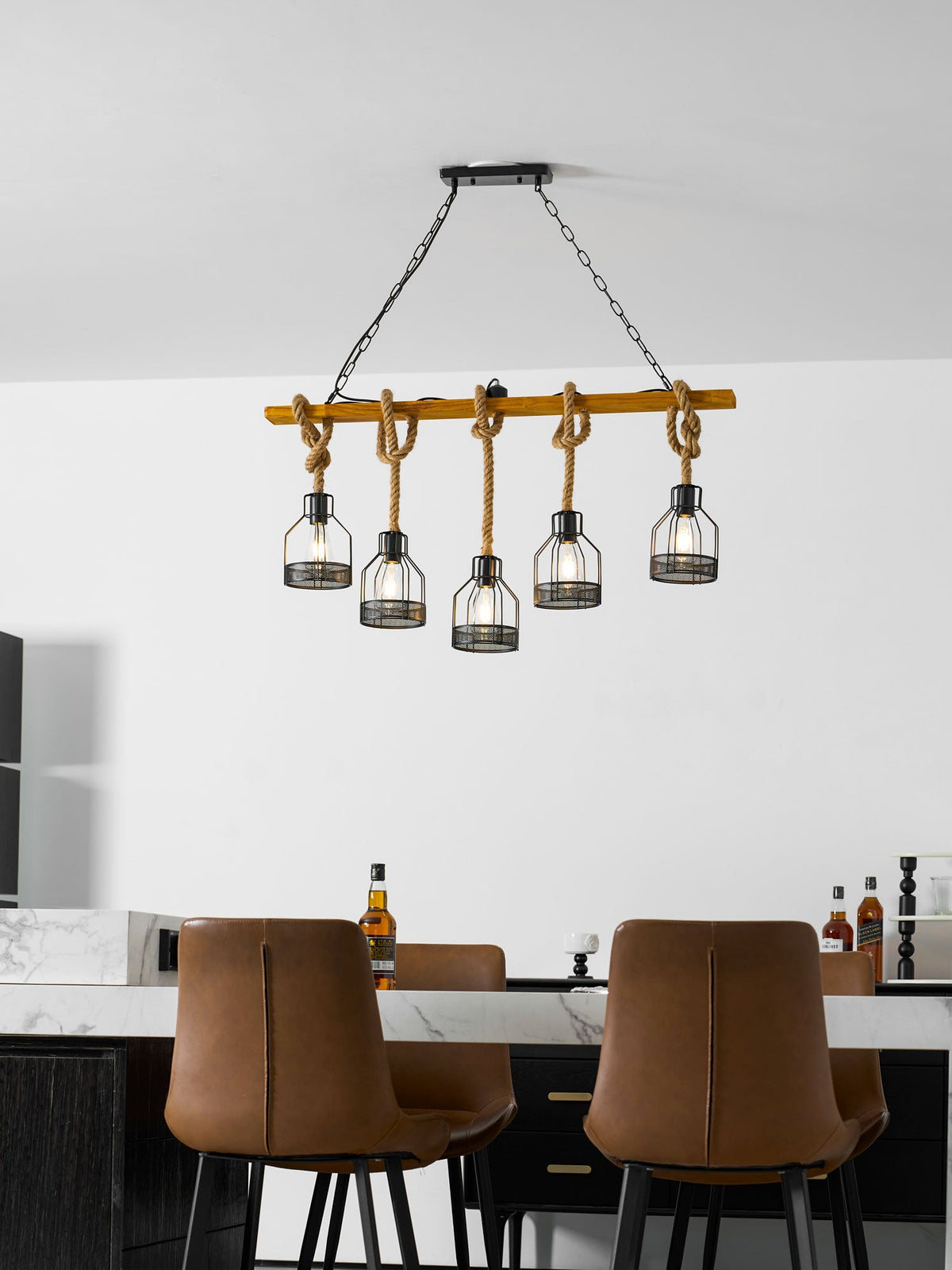 Hemp Rope Industrial Grenade Chandelier