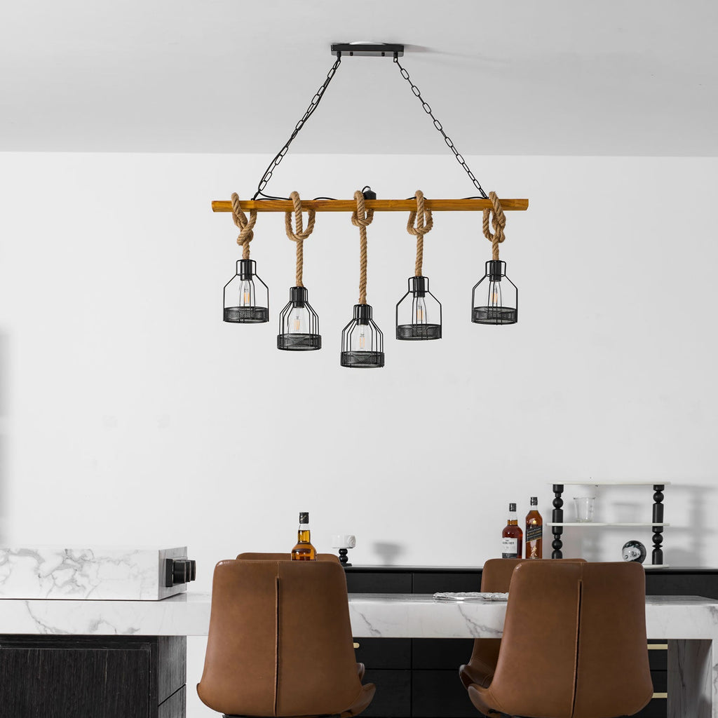 Hemp Rope Industrial Grenade Chandelier