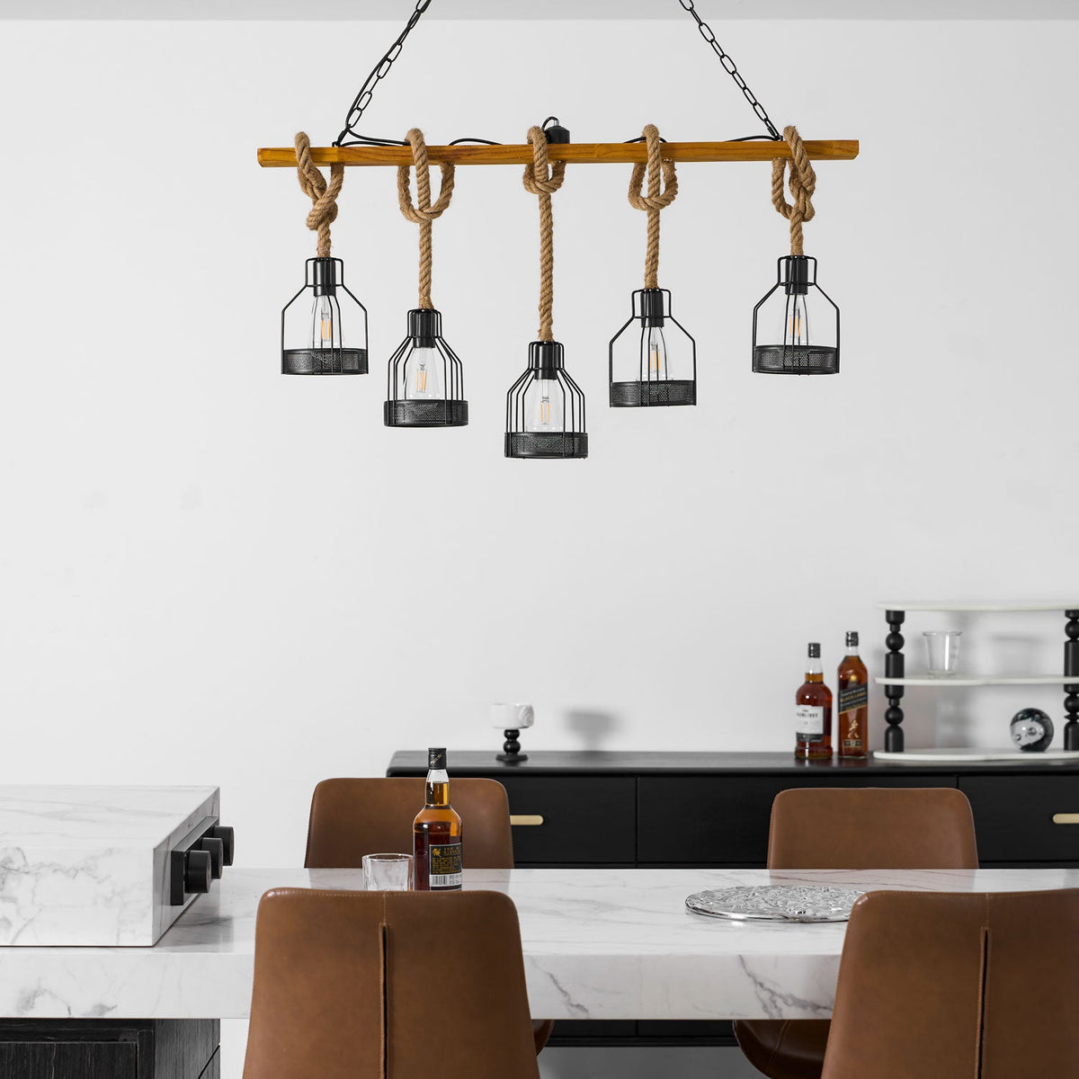 Hemp Rope Industrial Grenade Chandelier
