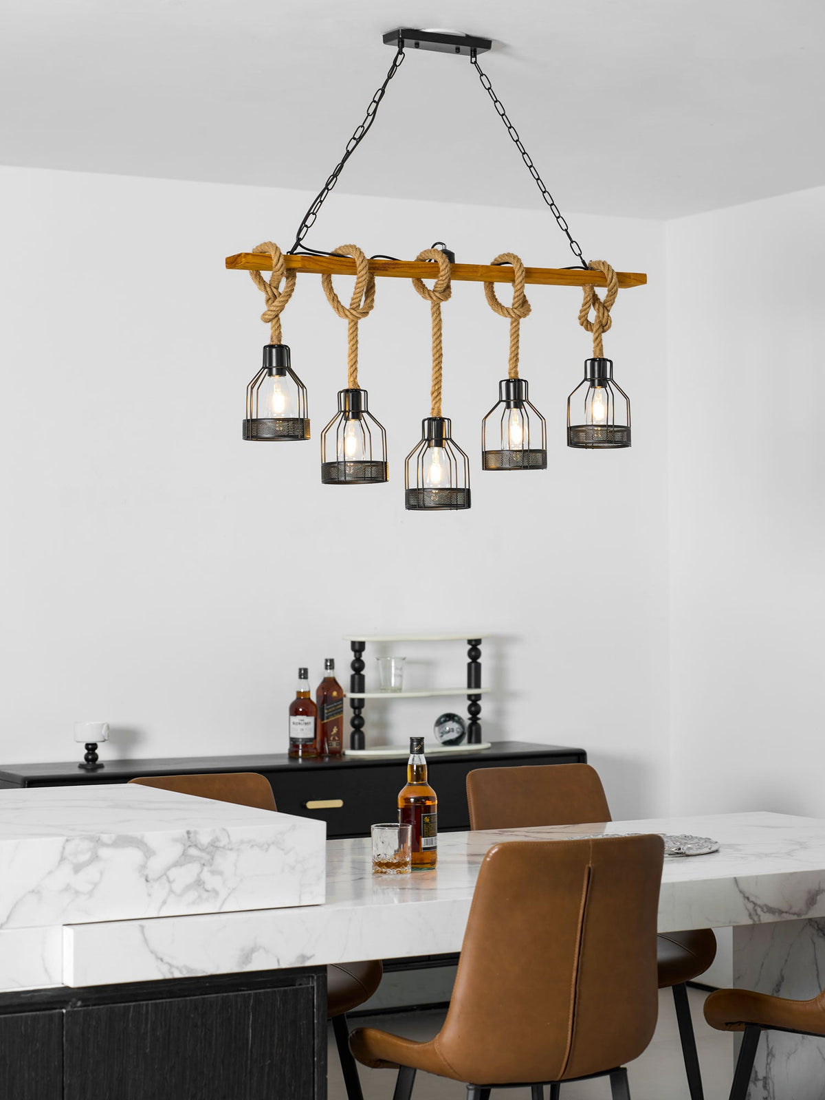 Hemp Rope Industrial Grenade Chandelier