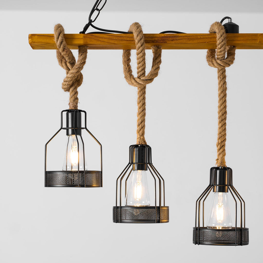 Hemp Rope Industrial Grenade Chandelier