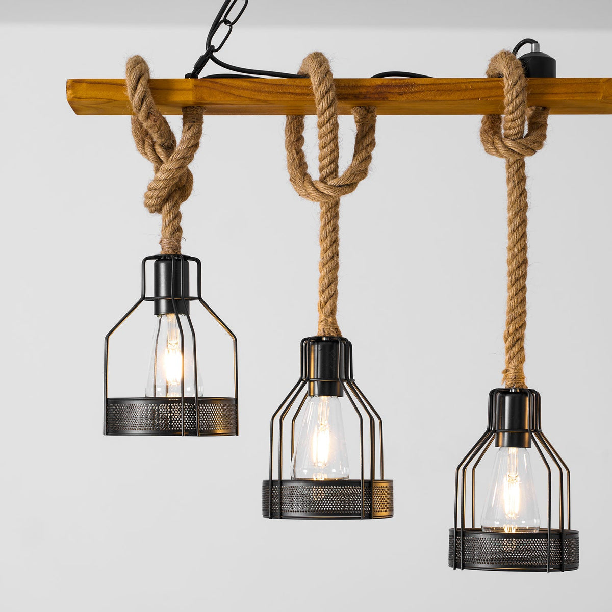 Hemp Rope Industrial Grenade Chandelier
