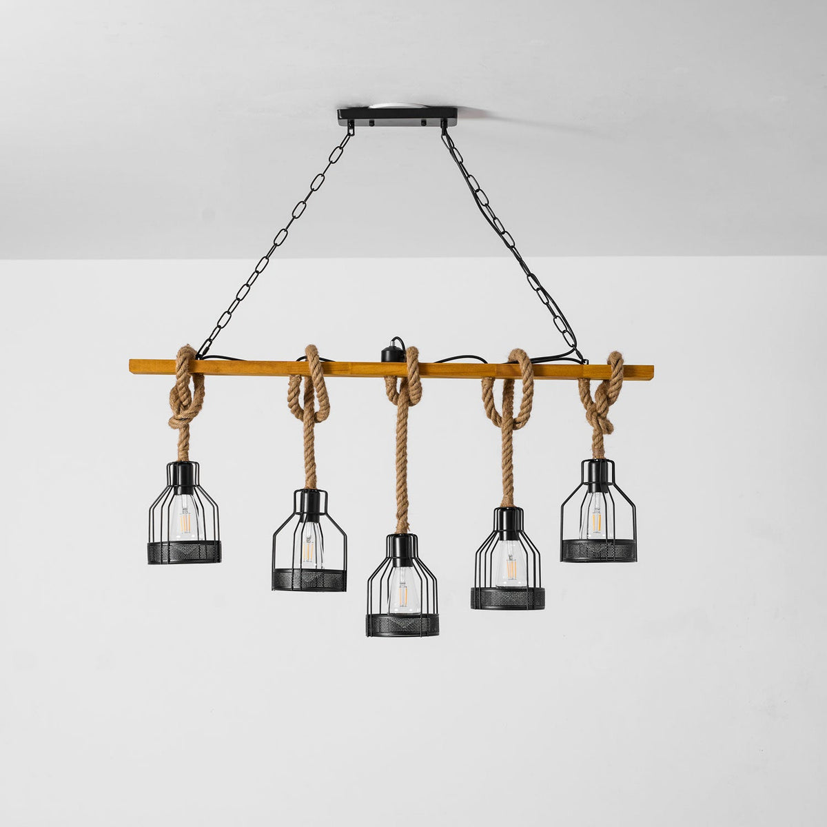 Hemp Rope Industrial Grenade Chandelier