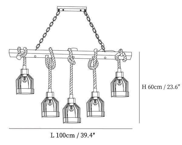 Hemp Rope Industrial Grenade Chandelier