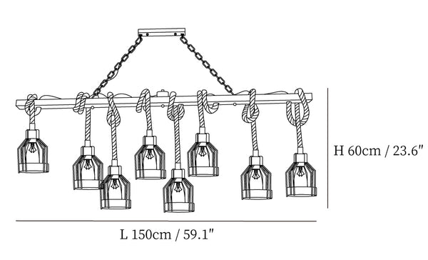 Hemp Rope Industrial Grenade Chandelier