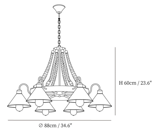 Hemp Rope Industrial Horn Chandelier