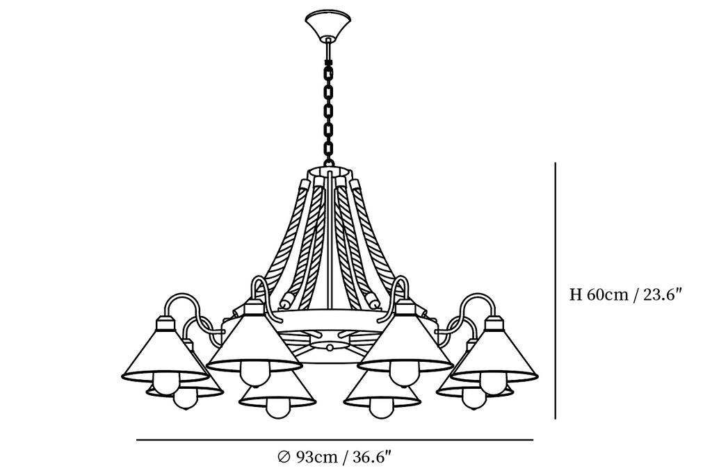 Hemp Rope Industrial Horn Chandelier