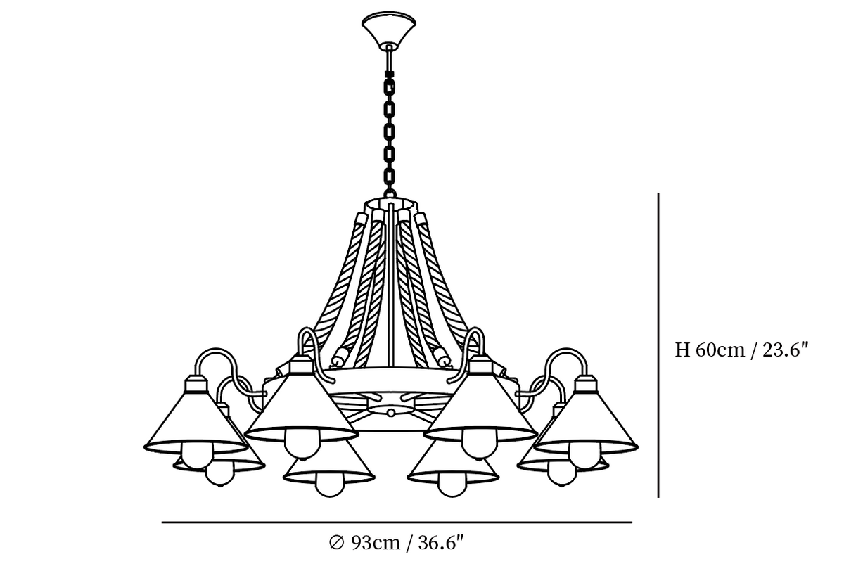 Hemp Rope Industrial Horn Chandelier
