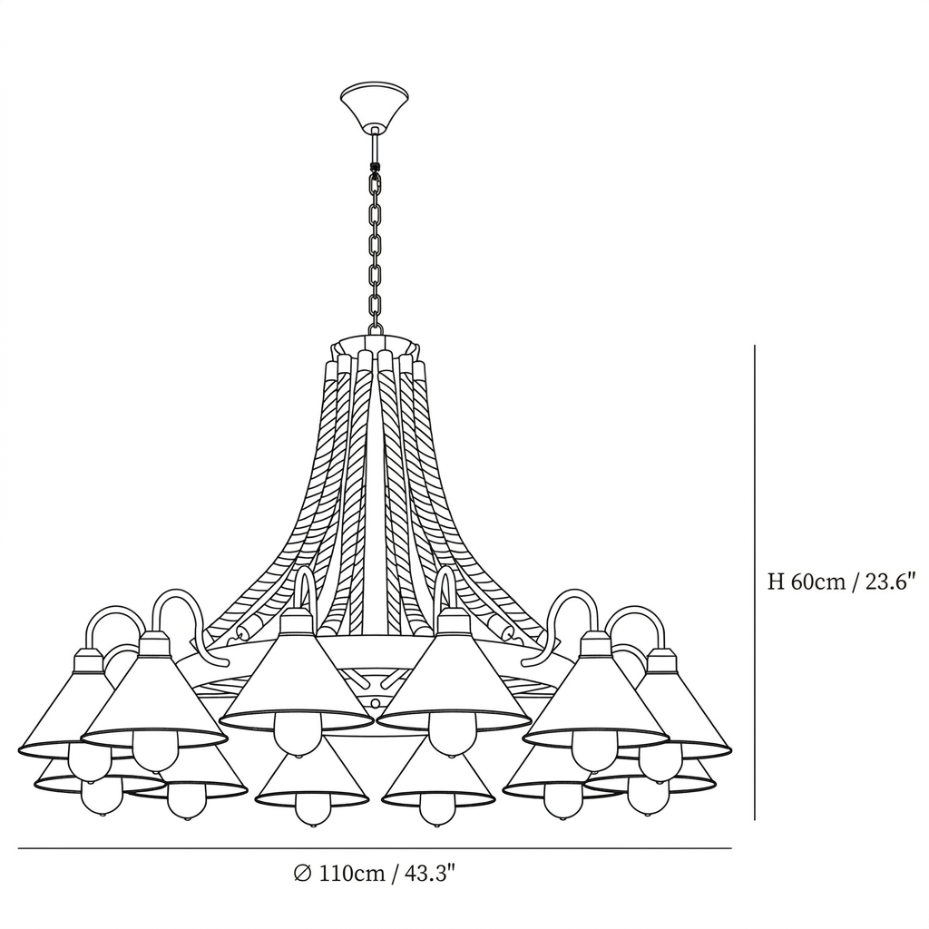 Hemp Rope Industrial Horn Chandelier