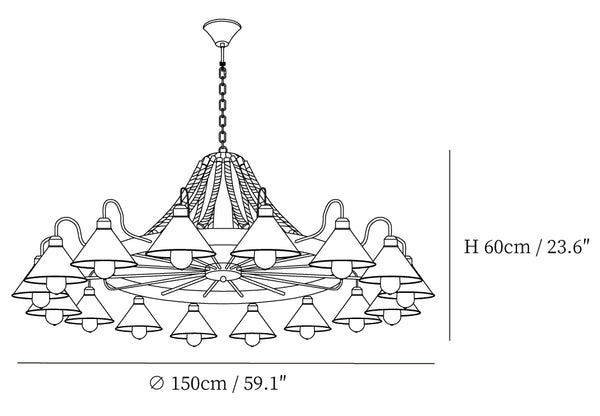Hemp Rope Industrial Horn Chandelier