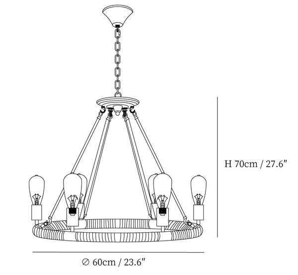 Hemp Rope Industrial Large Circle Chandelier