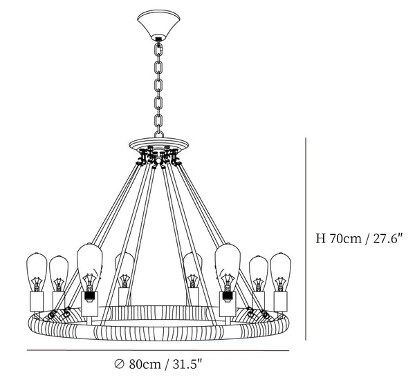 Hemp Rope Industrial Large Circle Chandelier