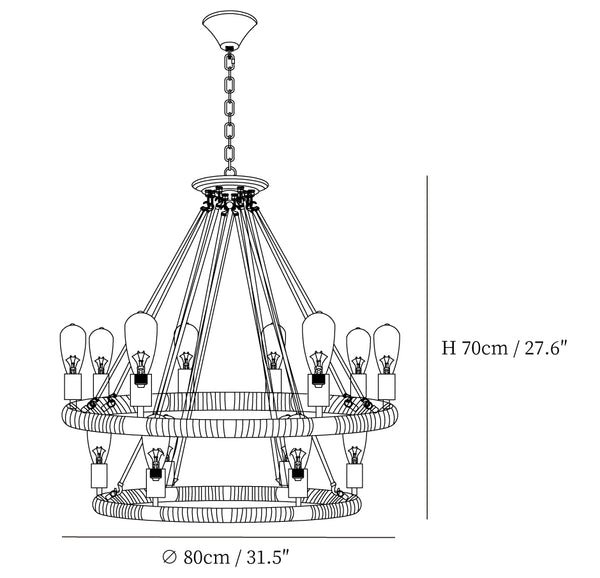 Hemp Rope Industrial Large Circle Chandelier
