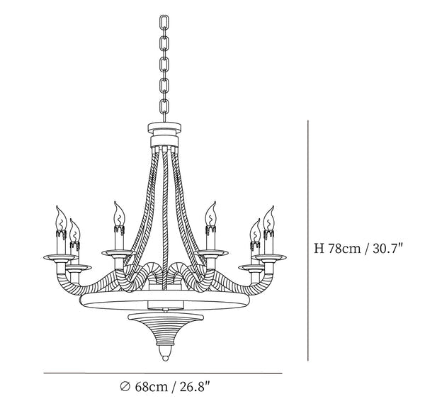 Hemp Rope Industrial Large Wheel Chandelier