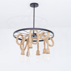 Hemp Rope Industrial Six Head Chandelier