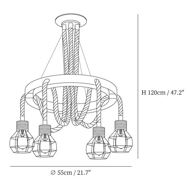 Hemp Rope Industrial Starfall Chandelier