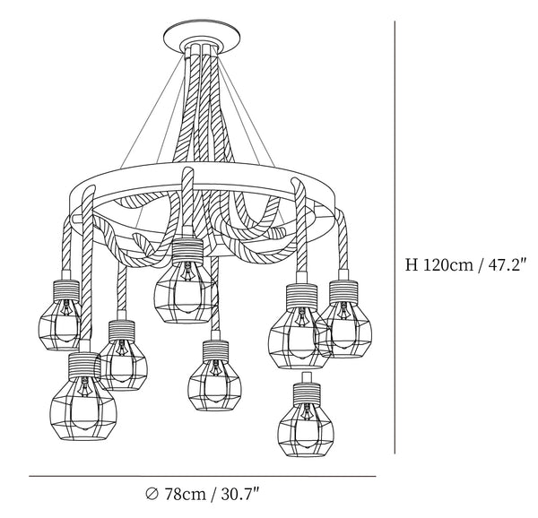Hemp Rope Industrial Starfall Chandelier