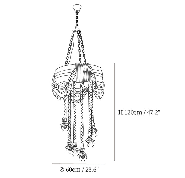 Hemp Rope Industrial Tire Chandelier