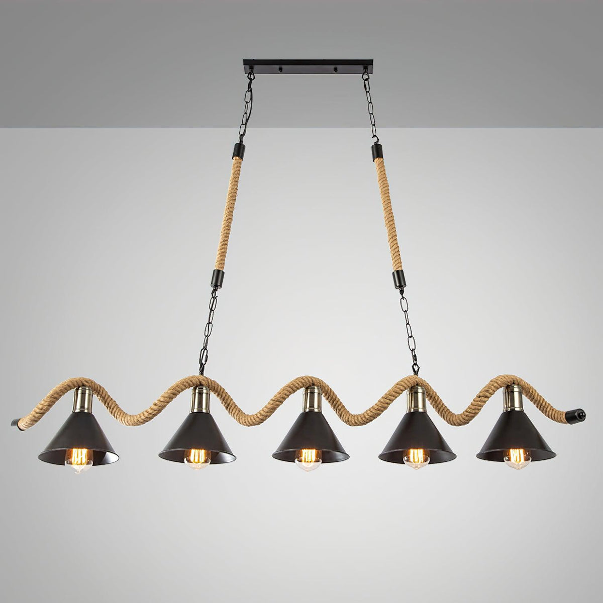 Hemp Rope Industrial Wave Chandelier