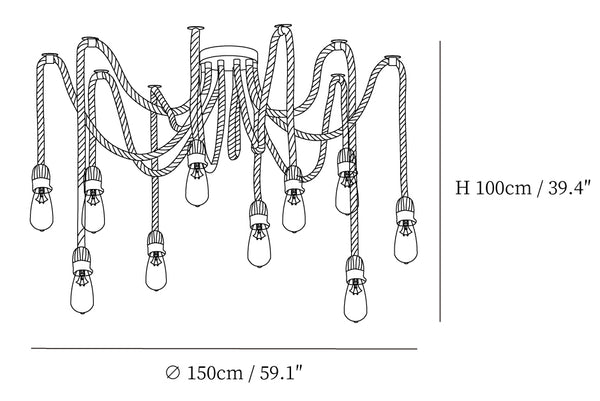 Hemp Rope Scattered Flower Chandelier