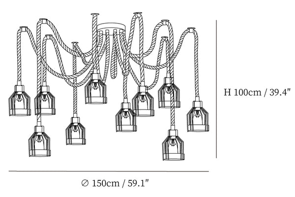 Hemp Rope Scattered Flower Chandelier
