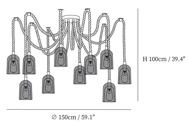 Hemp Rope Scattered Flower Chandelier