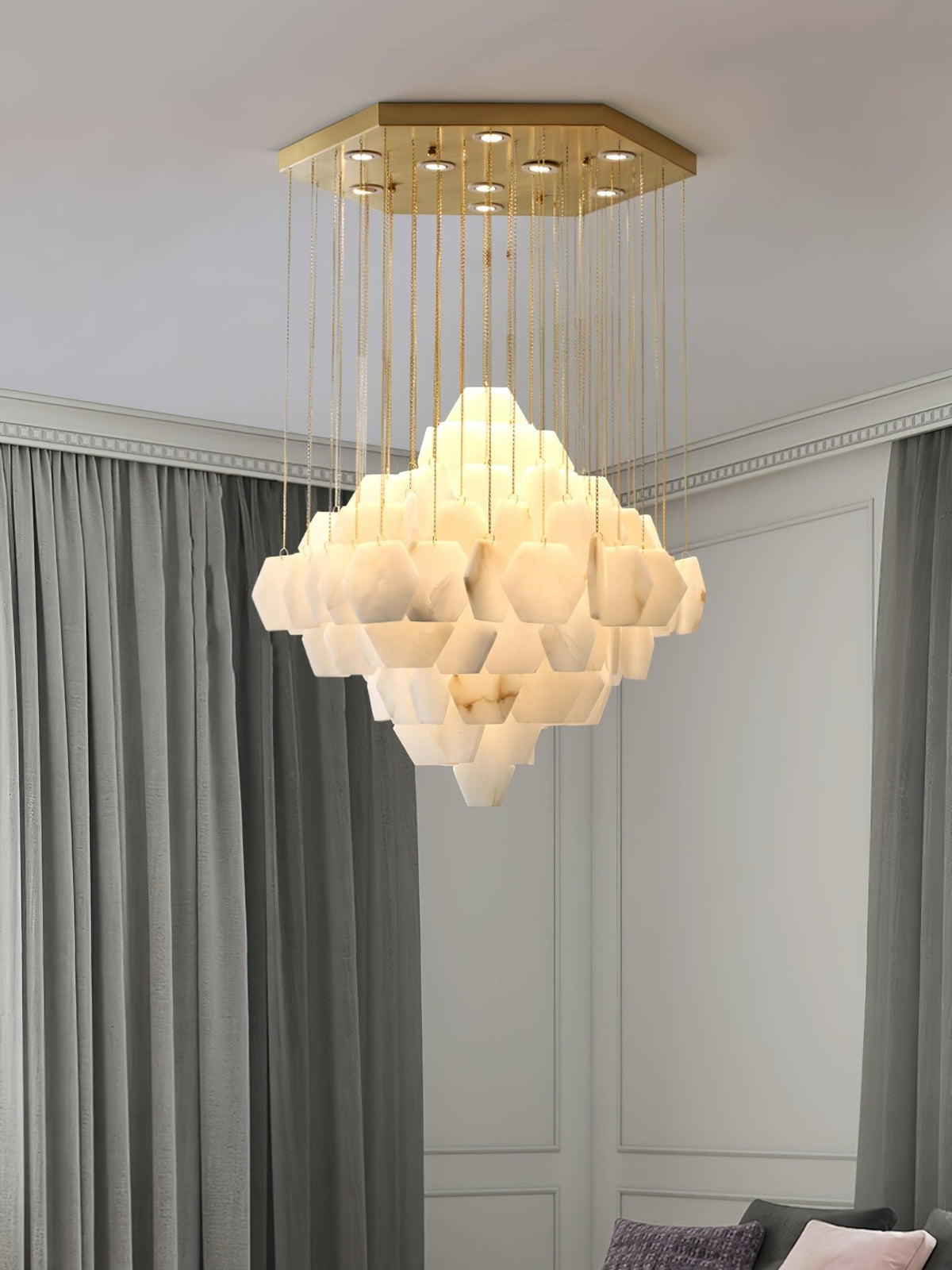 Hexa Alabaster Cascade Chandelier